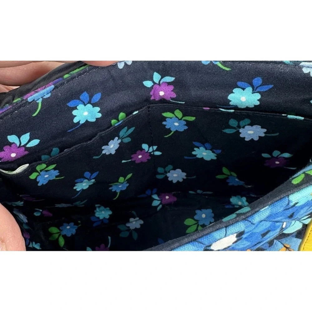 Vera‎ Bradley Midnight Blues Patricia Crossbody Purse Floral Yellow Turn Lock